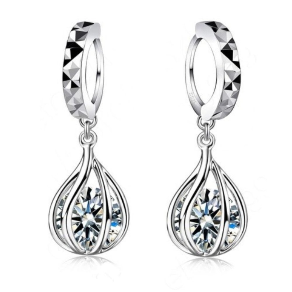 NEW 💎 Love Drop Elegant Women Earrings 925 Sterling Silver Hoop - Picture 1 of 1